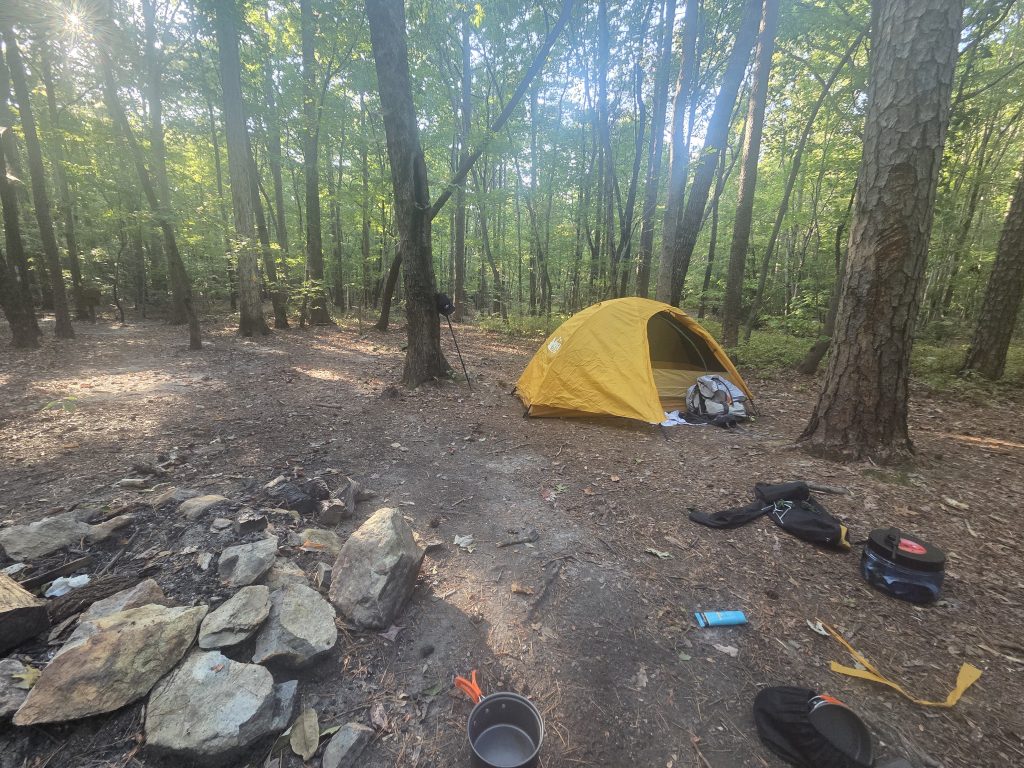 Camp setup on the trail