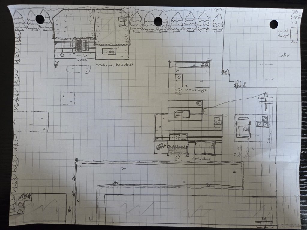 The first sketched concept art of the Mori Shop/Furukawa's map by me